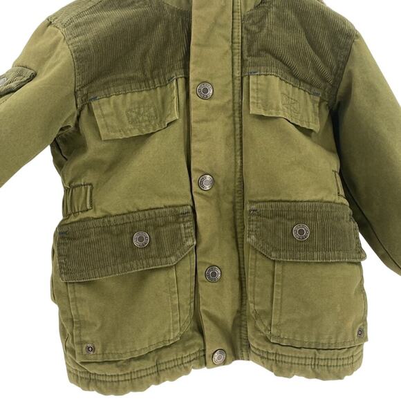 Old Navy sherpa-lined hooded utility jacket corduroy accents parka green size 2T - Picture 3 of 9
